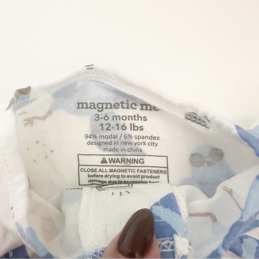 Magnetic Me White Baby Pajamas with Blue and Pink Bird Print - Picture 2 of 5